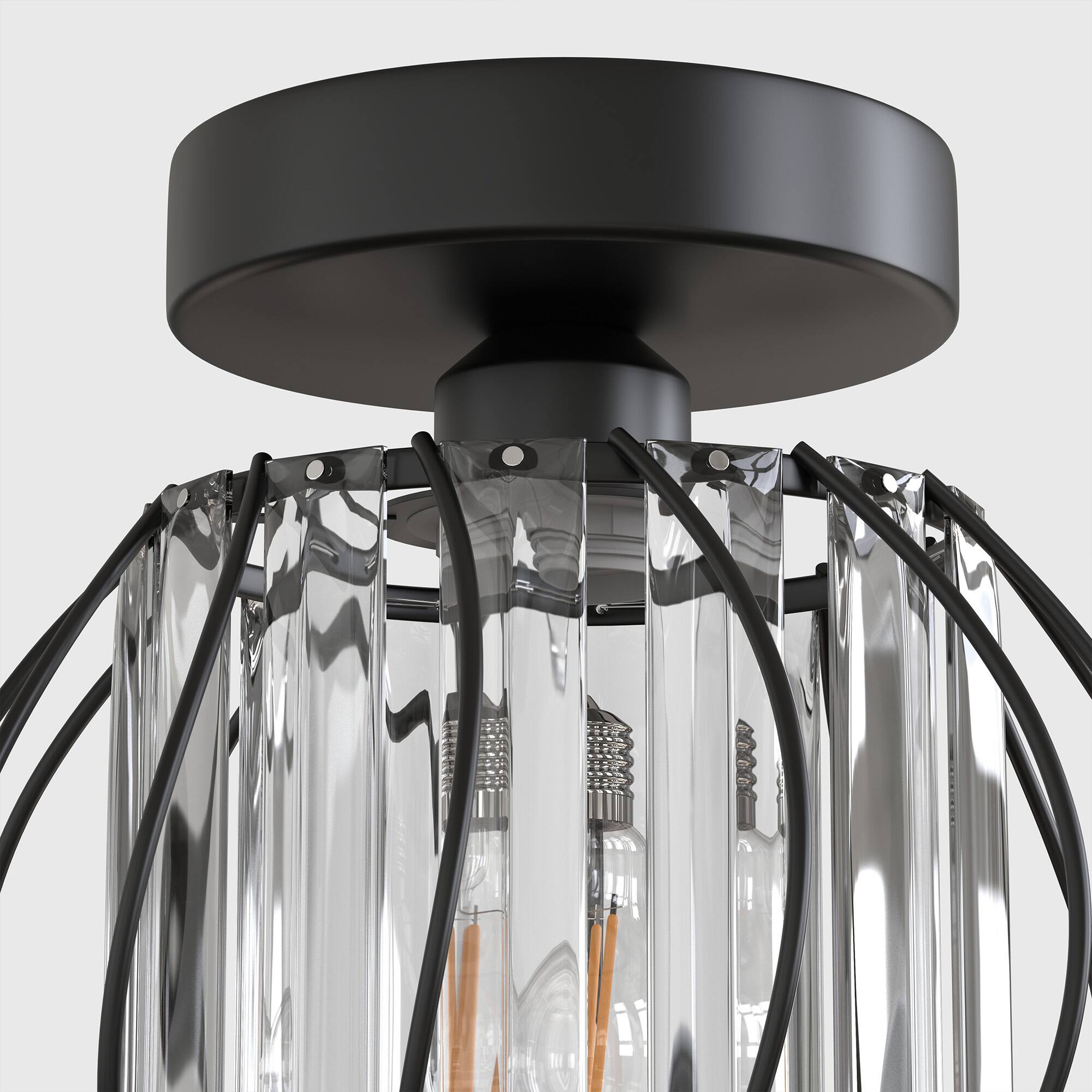 Alt View 4. Jandcase - JANDCASE 1-Light Black Semi-Flush Mount Ceiling Light, E26 Socket, Non-Integrated Bulbs, Modern Design, for Hallway - Black.
