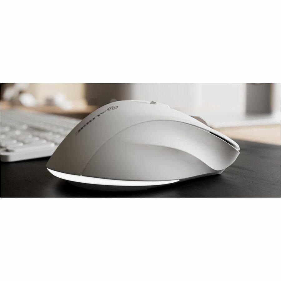 Alt View 3. Alogic - Alogic APEX Wireless Performance Mouse - Wireless - Bluetooth/Radio Frequency - 2.40 GHz - Rechargeable - White - Scroll - White.