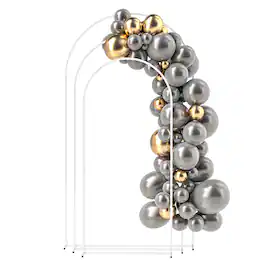 Outsunny - Metal Arch Backdrop Stand Set of 3 - White