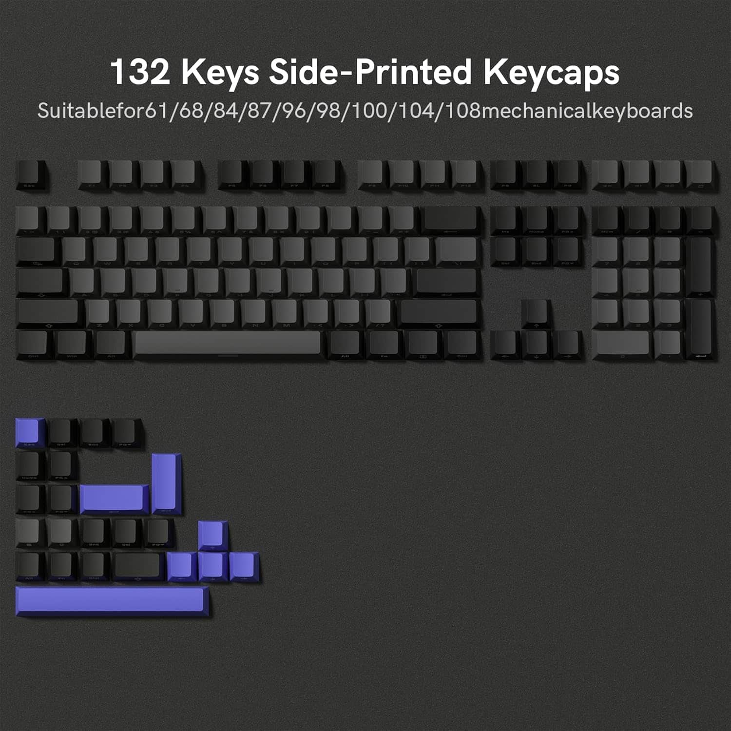 Womier - Shine Through PBT Keycaps Set, Cherry Profile Custom Keycaps for Cherry Gateron MX Switches Mechanical Keyboard - Black-131 Keys price history on PriceWatchPro