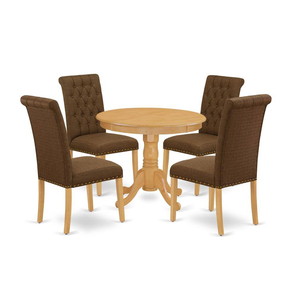 Back. East West Furniture - Dining Room Set Oak - Brown.
