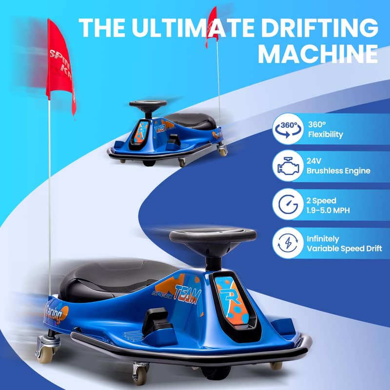 Acekool - 24V Electric Drifting Go Kart for Kids with 24v Electric Drifting Go Kart