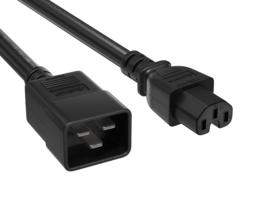 Cable Leader - Power Extension Cord, IEC C20 to C15, 14 AWG 15A 250V for PDU, UPS, Server Rack, Network Equipment - Black