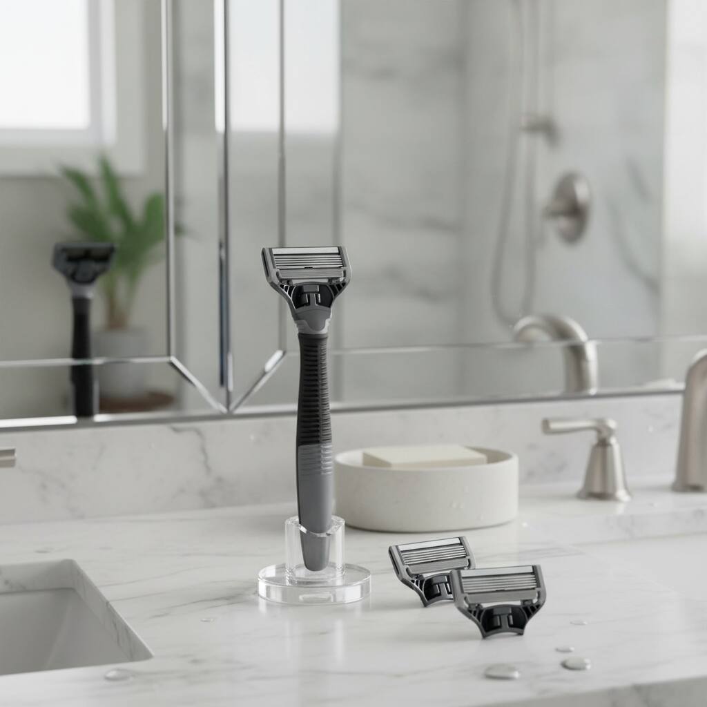 Alt View 1. Dazzed Corner - Original Shaving Kit for Men, Razor Handle + 3 Blade Refills - Gray.