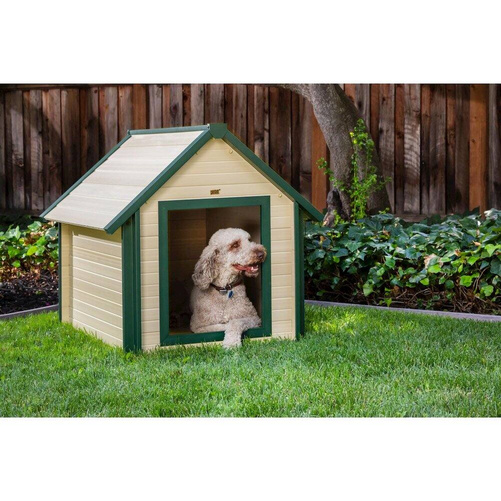 Angle. New Age Pet - ECOFLEX Bunk Style Dog House - X-Large - Maple.