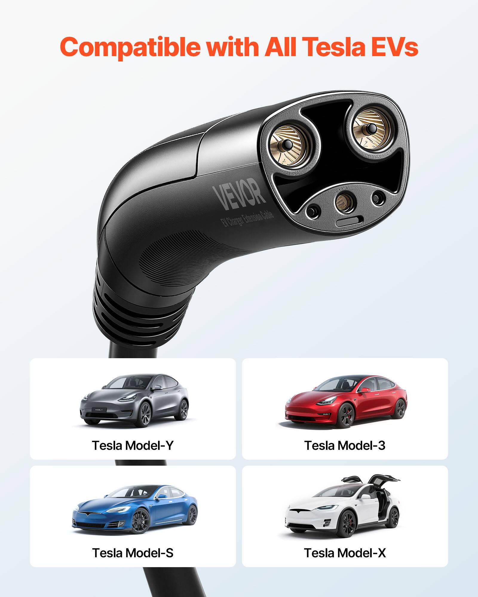 Compatible with All Tesla EVs

- Tesla Model-Y
- Tesla Model-3
- Tesla Model-S
- Tesla Model-X