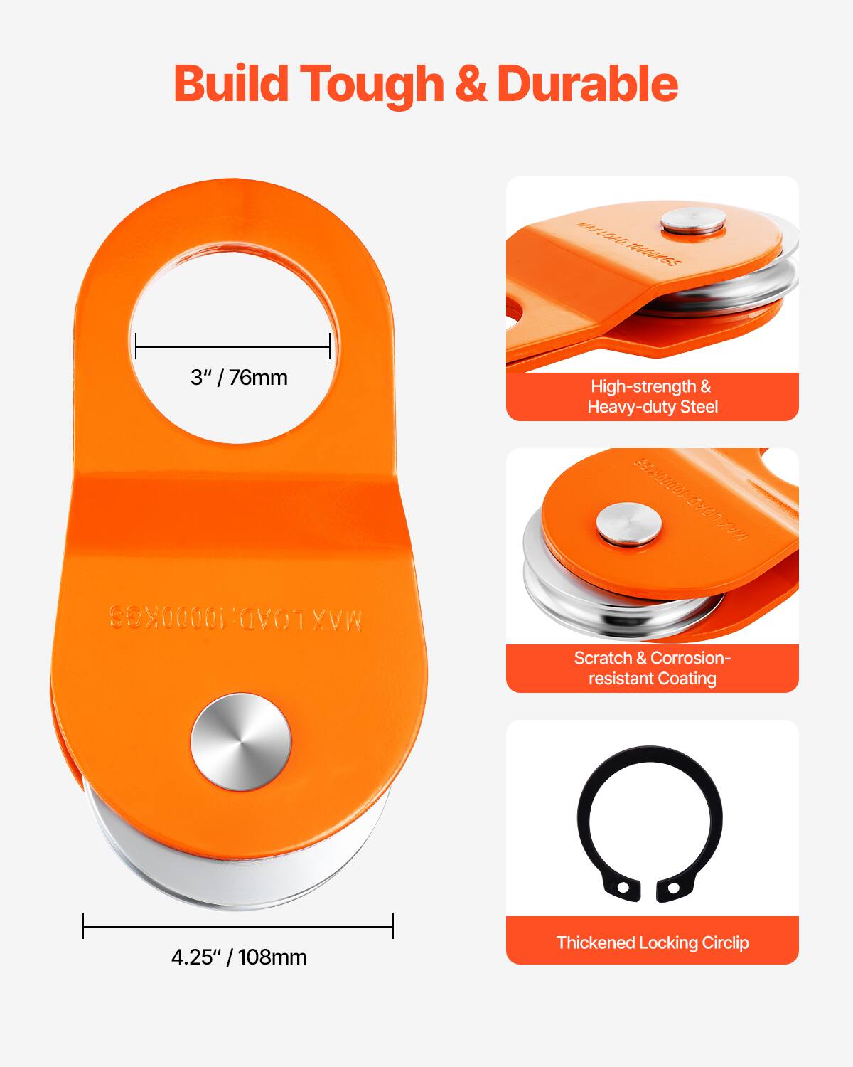 Build Tough & Durable

M GAG RAAS5 3" 76mm D10000K06 :AVO MAX

High-strength & Heavy-duty Steel

Scratch & Corrosion-resistant Coating

4.25" 4.25" /108mm Thickened Locking Circlip