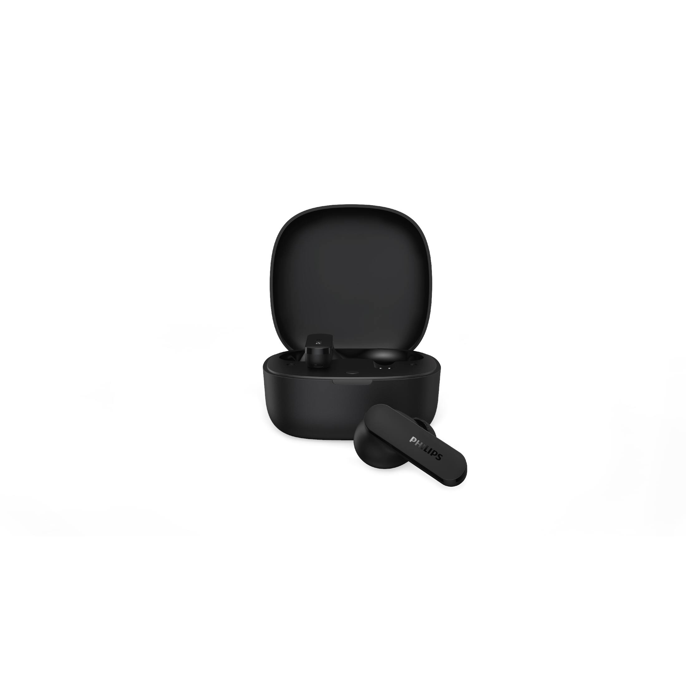 Left. Philips - TAT2100 True Wireless In-Ear Bluetooth Earbuds with 4-Mic Technology, 36H Playtime - Black.