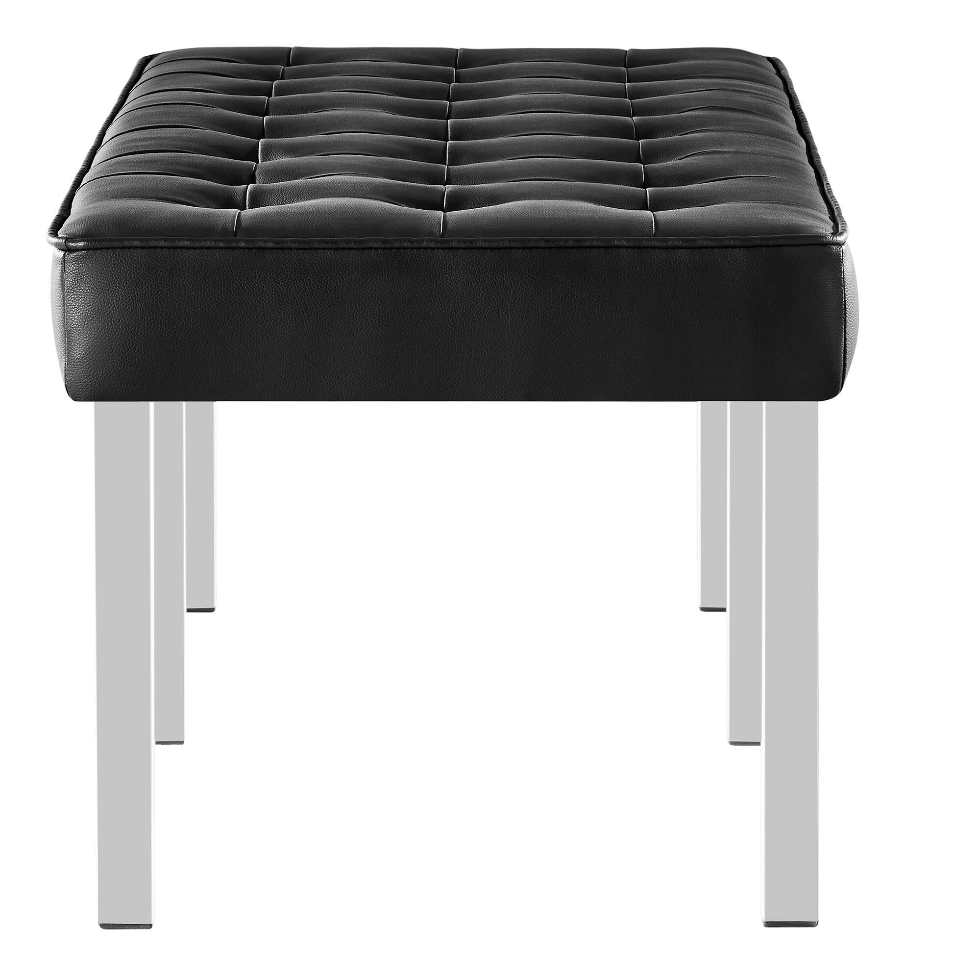 Alt View 2. Modway - Loft Tufted Vegan Leather Bench by Modway - Silver Black.