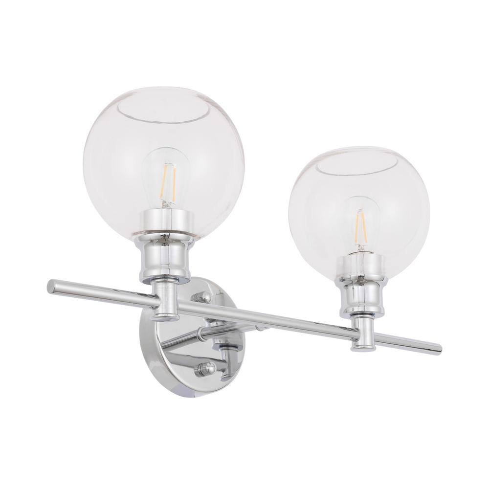 Alt View 3. Living District - Collier 2 light Chrome and Clear glass Wall sconce - Chrome And Clear Glass.