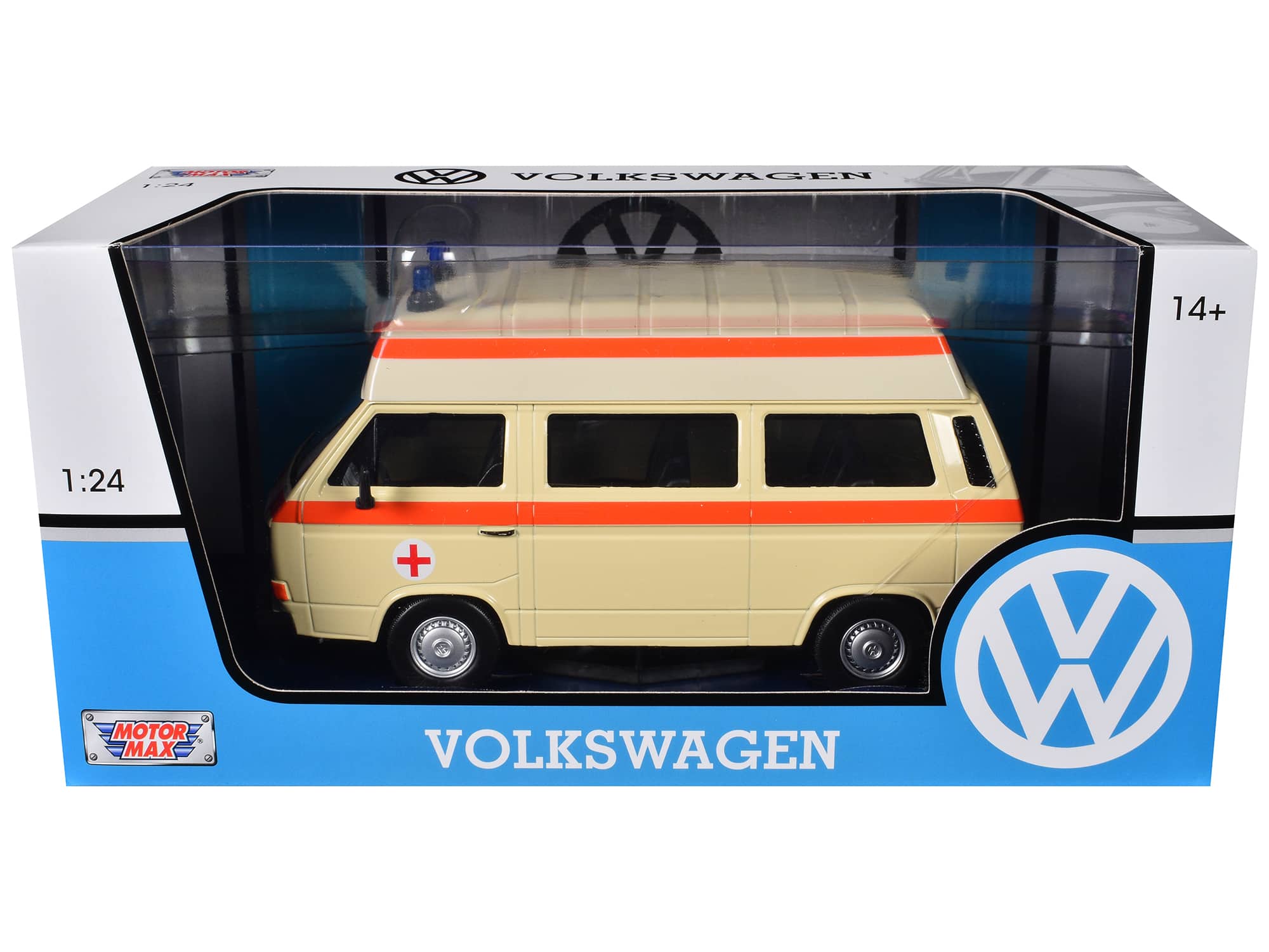Volkswagen Type 2 (T3) High Roof Ambulance Cream with Orange Stripes 1/24 Diecast Model Car by Motormax price history on PriceWatchPro