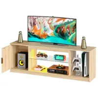 Bestier 57" Gaming TV Stand with Adjustable Shelves LED-Lit TV Console for 65-Inch TVs with Cabinet Storage - Log - Front_Zoom