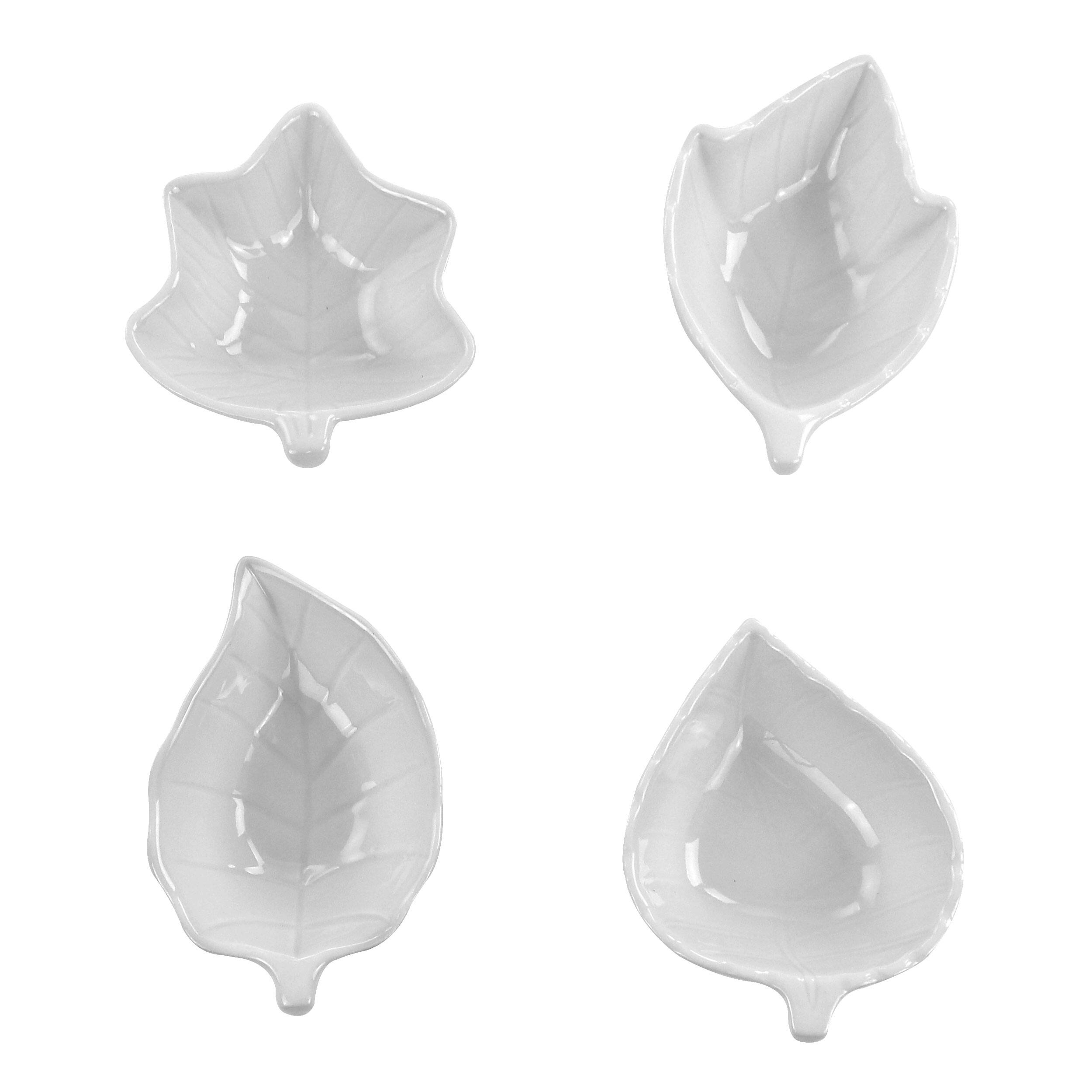 Front. Martha Stewart - Martha Stewart 4 Piece Ceramic Tidbit Dish Set in White - White.