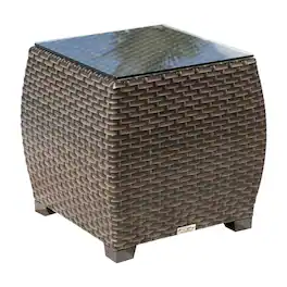 Panama Jack Outdoor - Fiji End Table with Glass - Brown