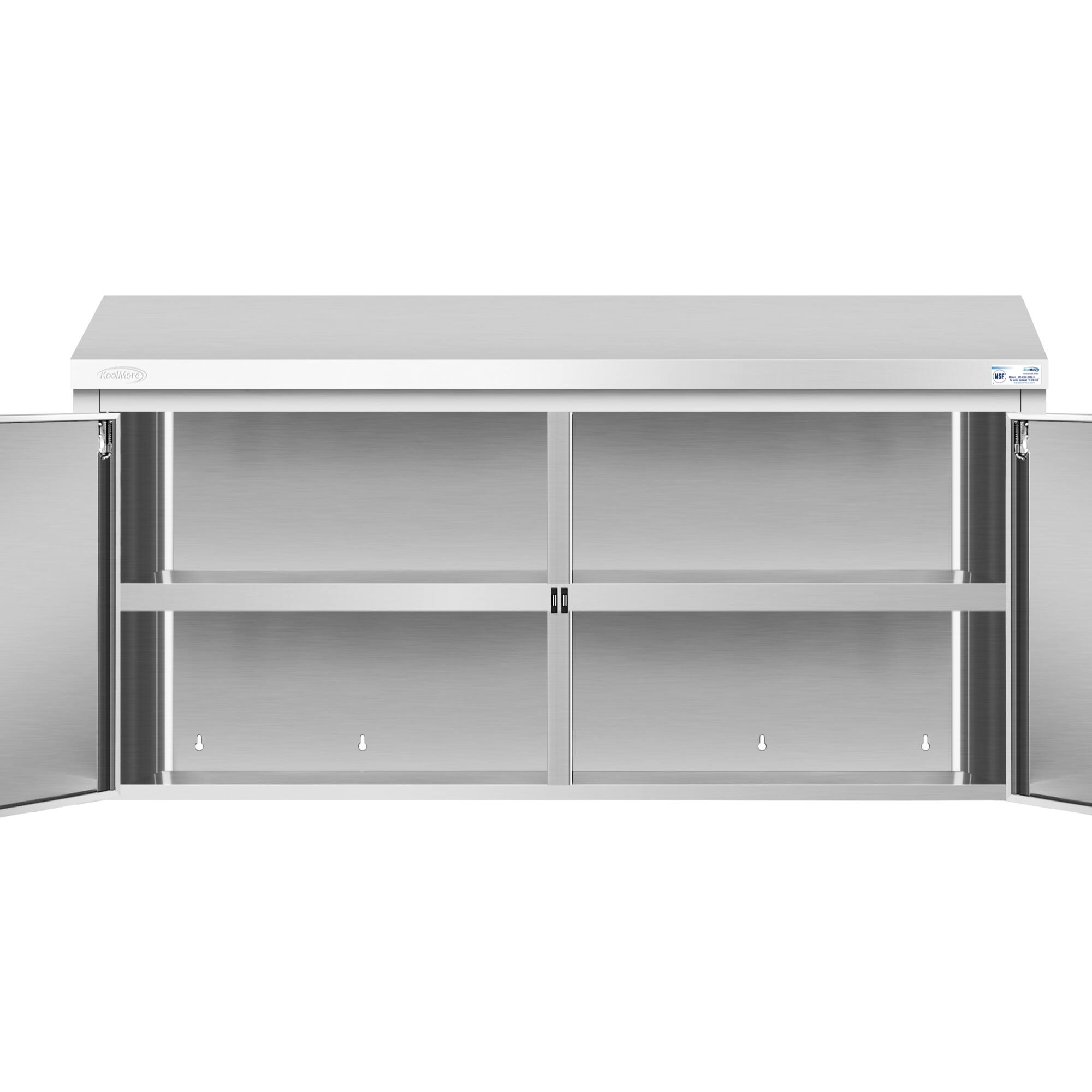 Alt View 4. Koolmore - 60 in. Kitchen Wall Cabinet with Hinged Doors and 2 shelves in Stainless-Steel (KM-WMC-1560-S) - Stainless-Steel.