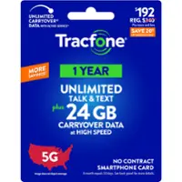 Tracfone - $192 Unlimited Talk and Text, 24GB of Data / 365 Days (Smartphone Only) [Digital] - Front_Zoom