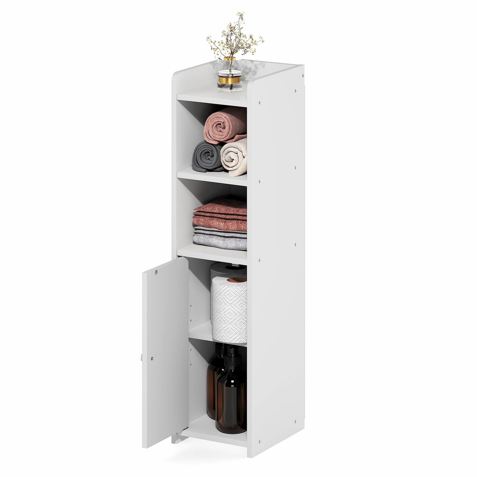 Alt View 2. Furinno - FULDA Closet Organizers and Storage, 5-Tier Closet Organizer, Narrow Closet Storage with Door and Adjustable Shelves,32H - White.