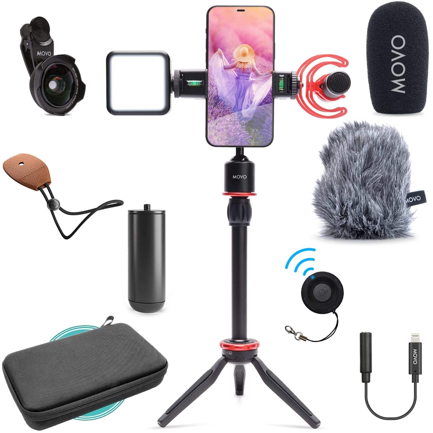 MOVO - iVlog1 Vlogging Kit for iPhone - YouTube Starter Kit with Shotgun Mic, LED Light, Tripod, and more