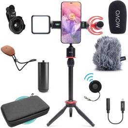 MOVO - iVlog1 Vlogging Kit for iPhone - YouTube Starter Kit with Shotgun Mic, LED Light, Tripod, and more