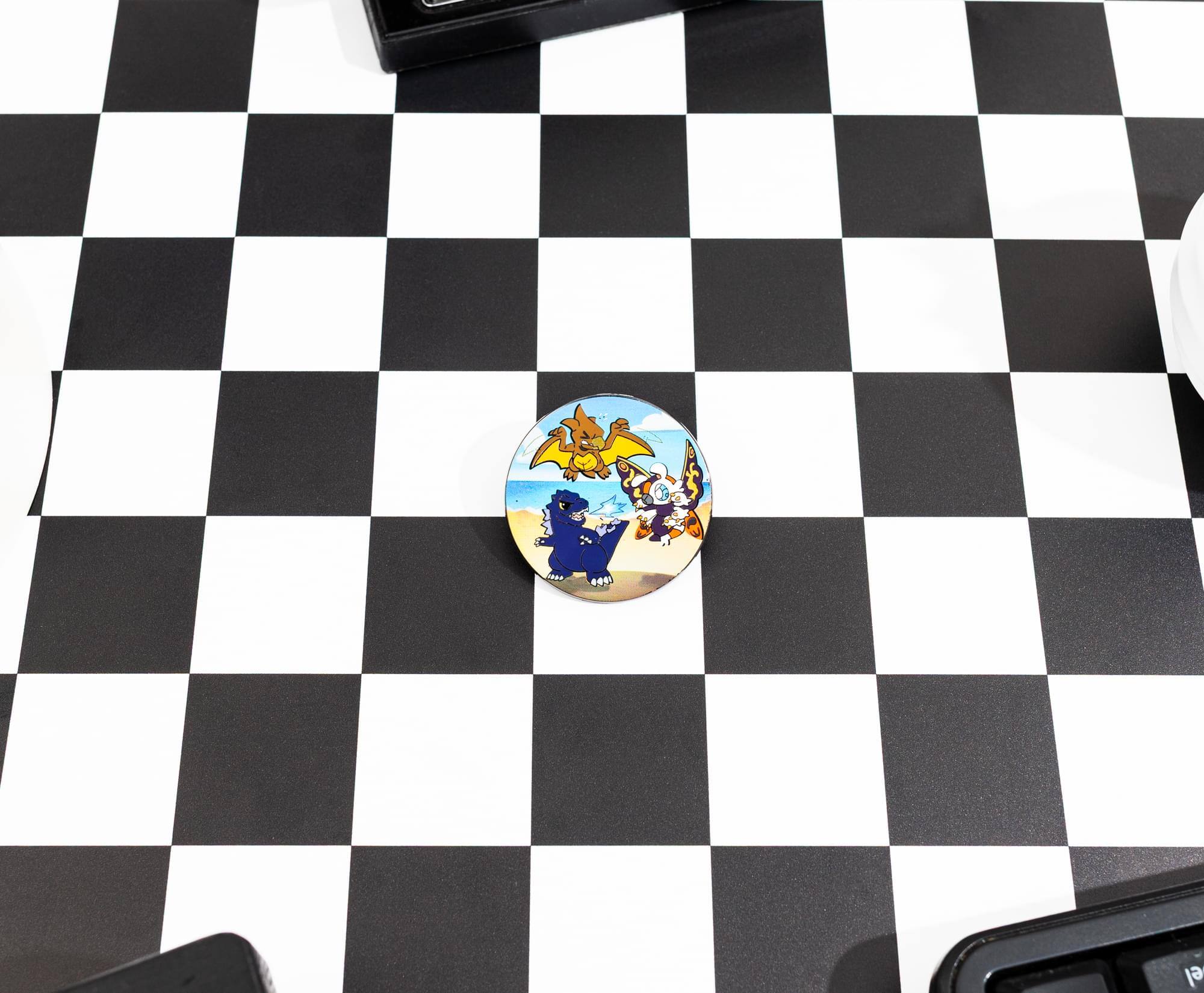 Alt View 2. SalesOne LLC - Godzilla, Mothra, and Rodan Chibi Round Enamel Pin - Multi-Colored.