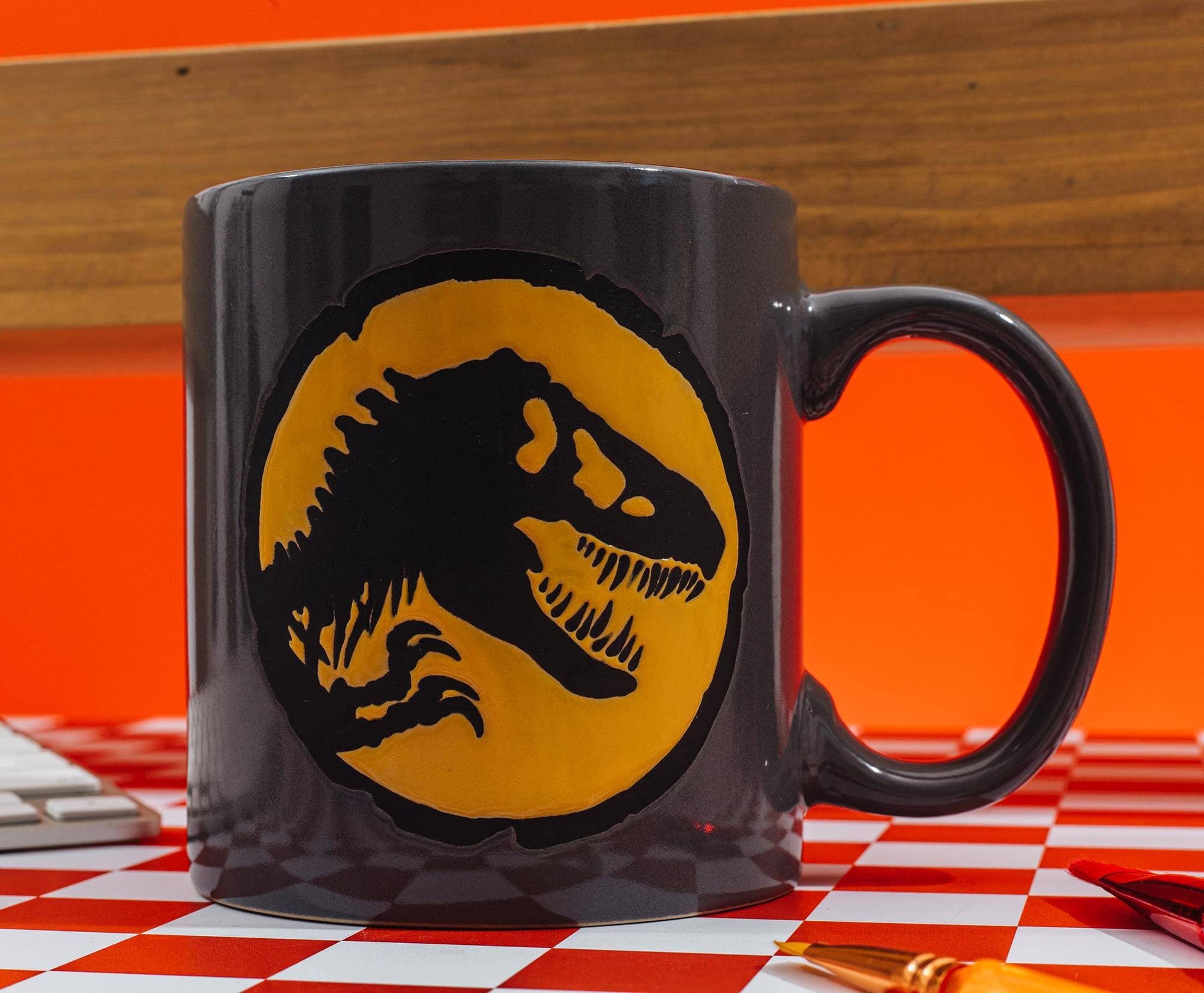 Alt View 5. Silver Buffalo - Jurassic World Dominion T-Rex Textured Logo Wax-Resist Ceramic Mug | 20 Ounces - Multi-Colored.