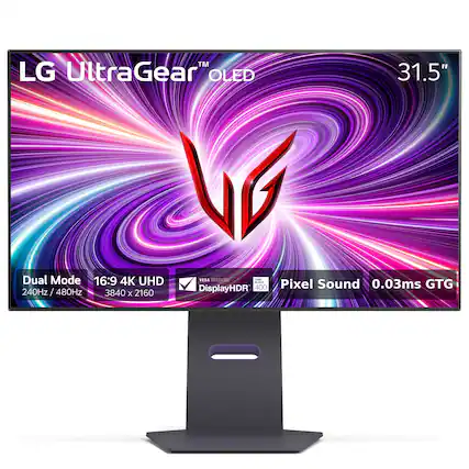 TM LG UltraGear OLED 31.5" Dual Mode 16:9 4K UHD 240Hz / 480Hz 3840 x 2160 VESA CERTIFIED DisplayHDR 400 Pixel Sound 0.03ms GTG