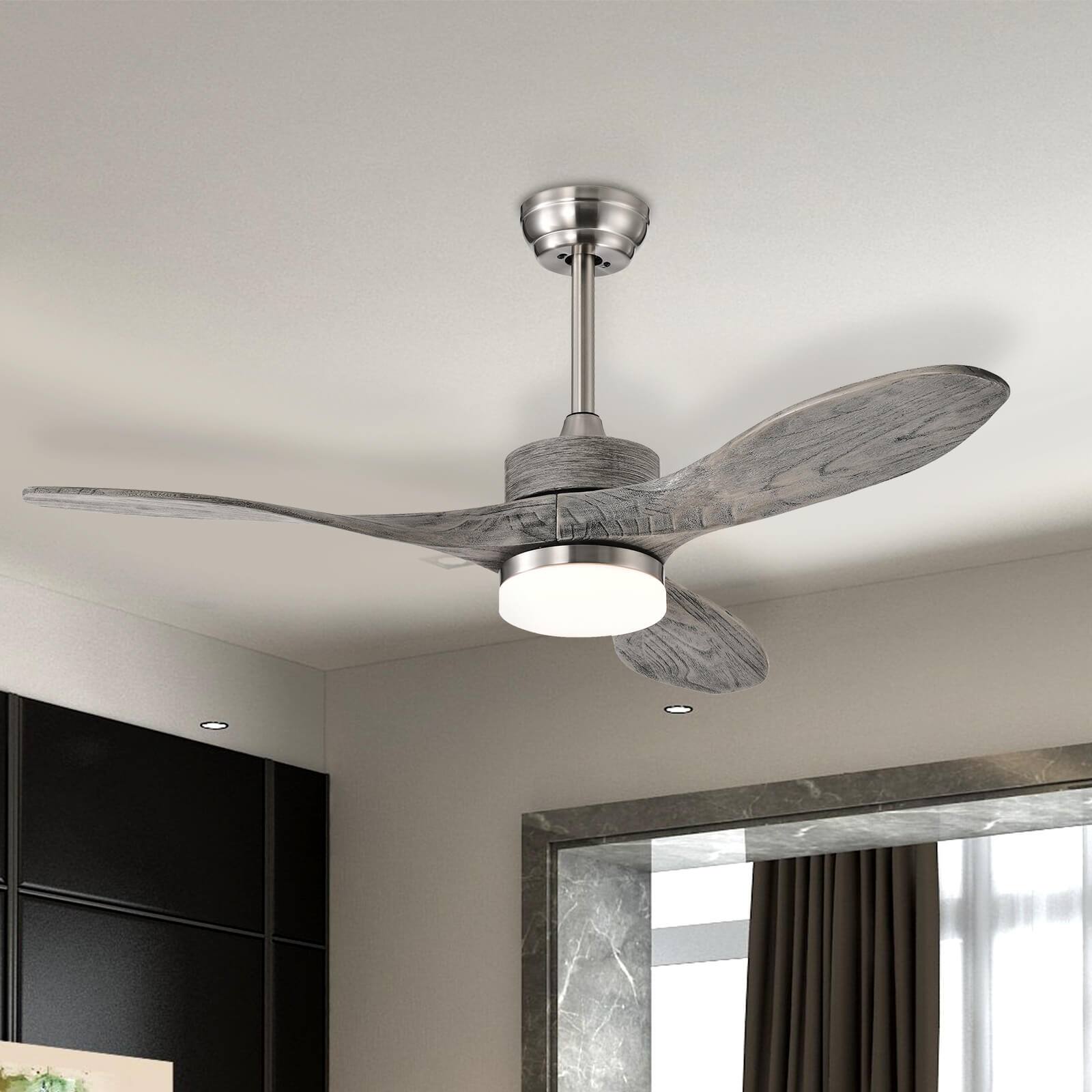 Alt View 6. SKONYON - 48 Inch Ceiling Fan with LED Light Remote Control Multiple Speeds and Dual Downrod Options - Silver.