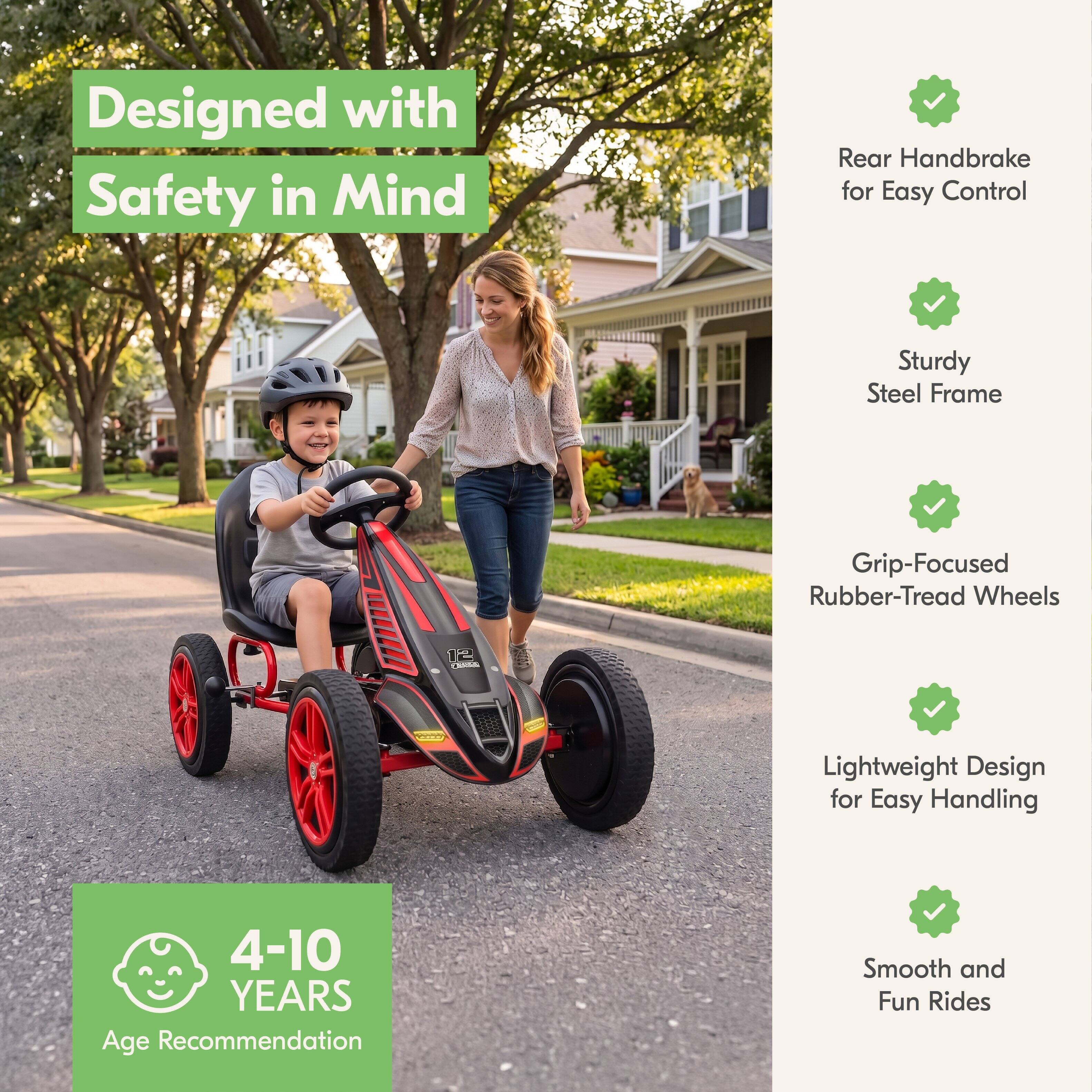 Designed with Safety in Mind

Rear Handbrake for Easy Control
Sturdy Steel Frame
Grip-Focused Rubber-Tread Wheels
Lightweight Design for Easy Handling
4-10 YEARS Age Recommendation
Smooth and Fun Rides