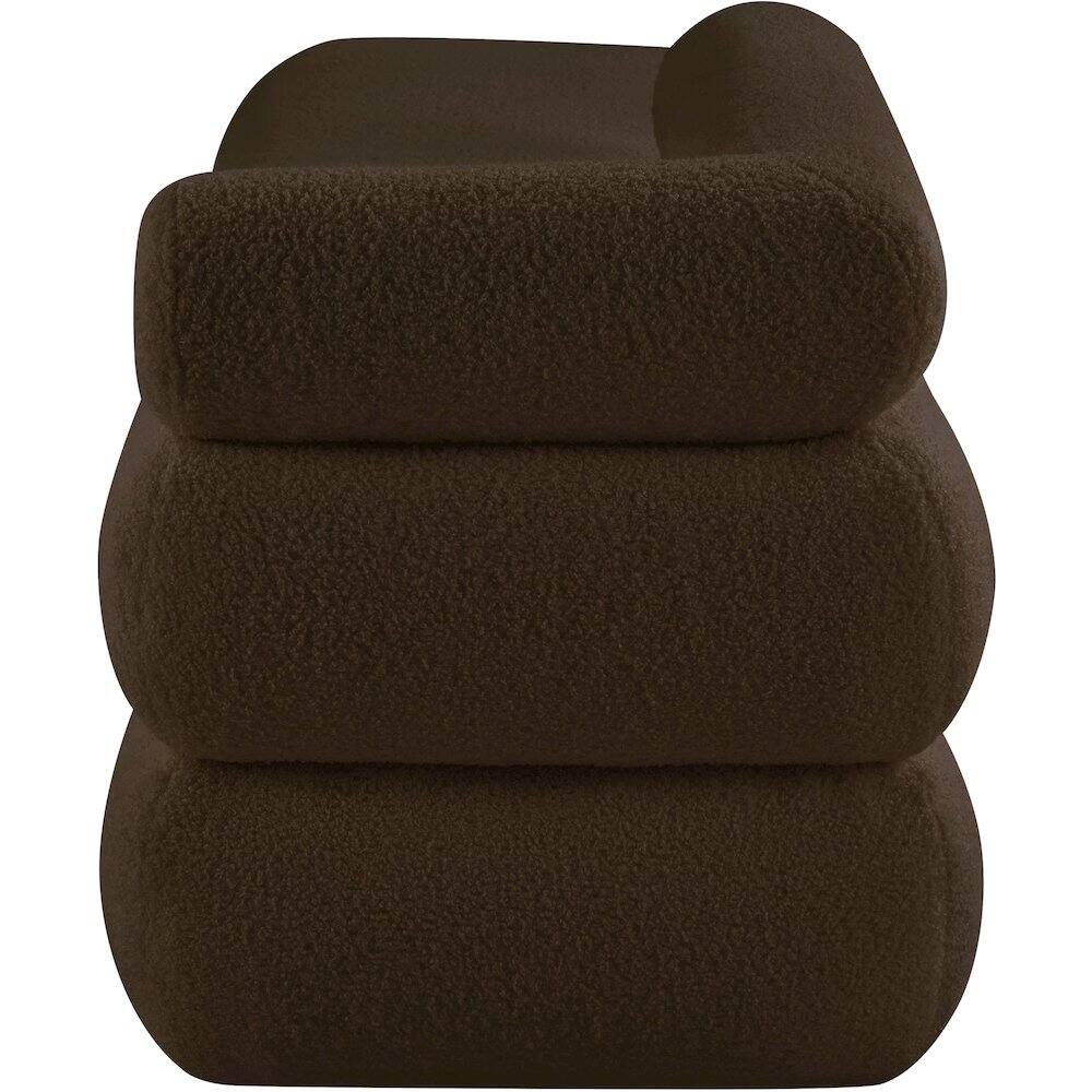Alt View 3. Meridian Furniture - Kennedy Brown Faux Shearling Teddy Fabric Bench - Brown.
