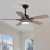 Front. Siljoy - 42-in Black Ceiling Fan with LED Light, Dual Sided Reversible Blades in Black and Oak, Comes with Remote Control - Black.