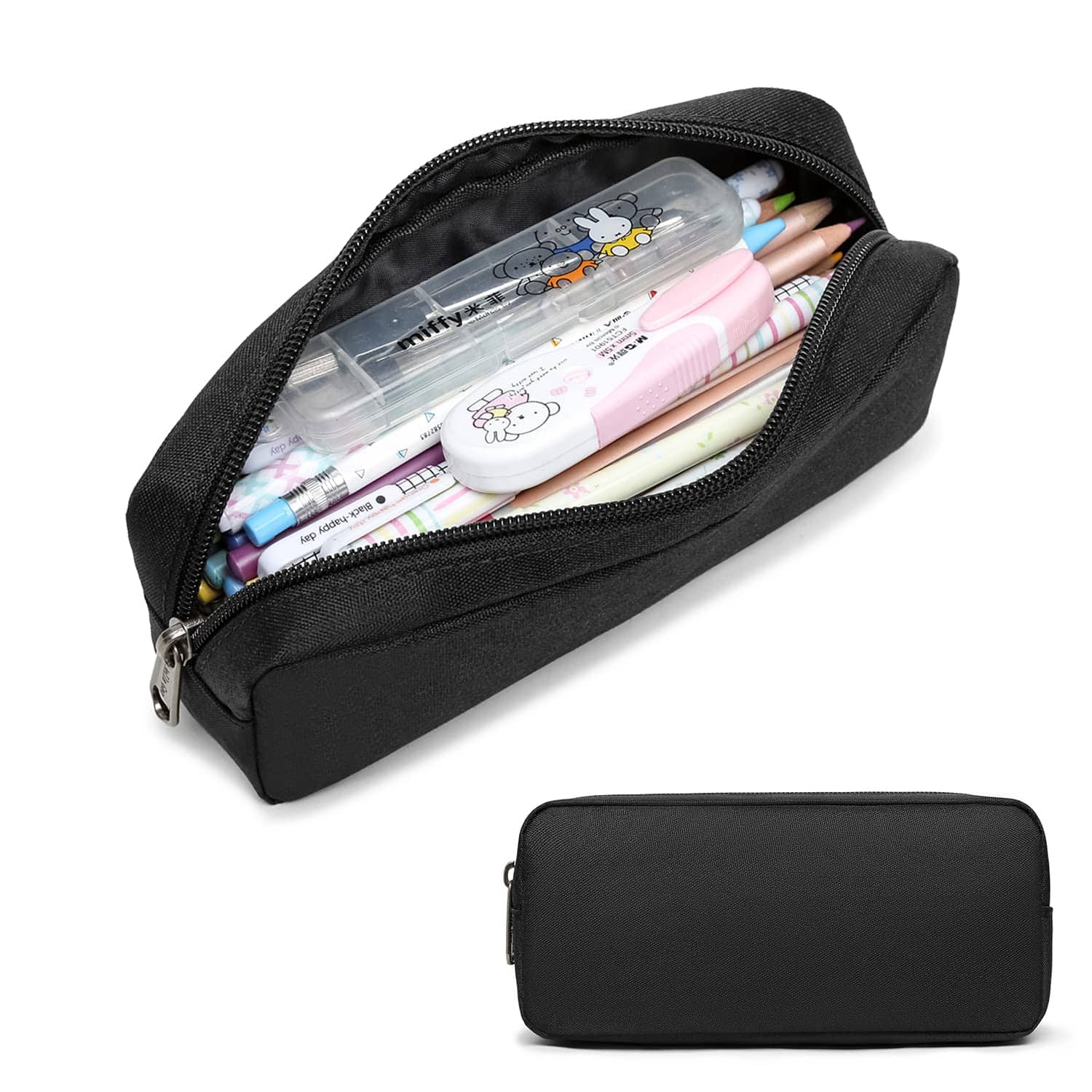 Dapper Styles - Pencil Case Capacity Pouch Marker Pen Bag Office Stationery Organizer balck - DarkBlue-02RH