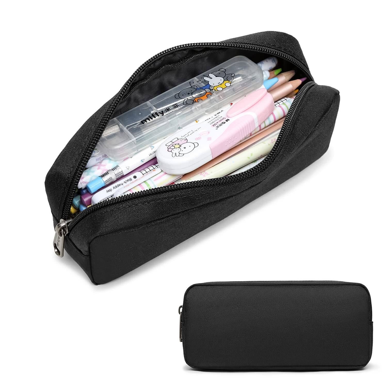 Dapper Styles - Pencil Case Capacity Pouch Marker Pen Bag Office Stationery Organizer balck - DarkBlue-02RH