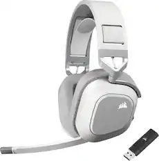 Front. CORSAIR - HS80 MAX Wireless Gaming Headset for PC, Mac, PS5, PS4, and Mobile - White.