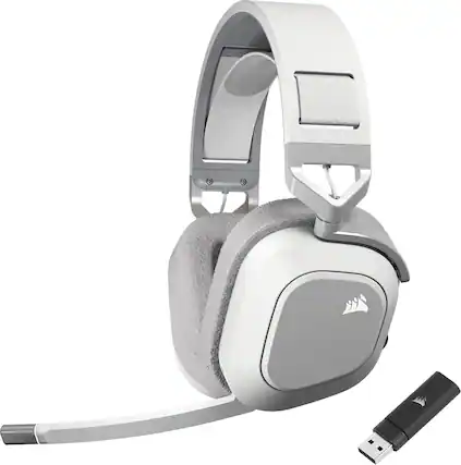 Front. CORSAIR - HS80 MAX Wireless Gaming Headset for PC, Mac, PS5, PS4, and Mobile - White.