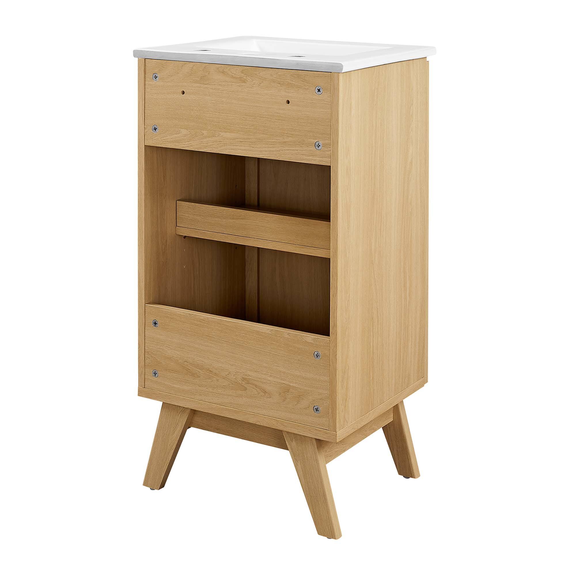 Alt View 5. Modway - Soma Bathroom Vanity with White Basin Included by Modway - Oak White.