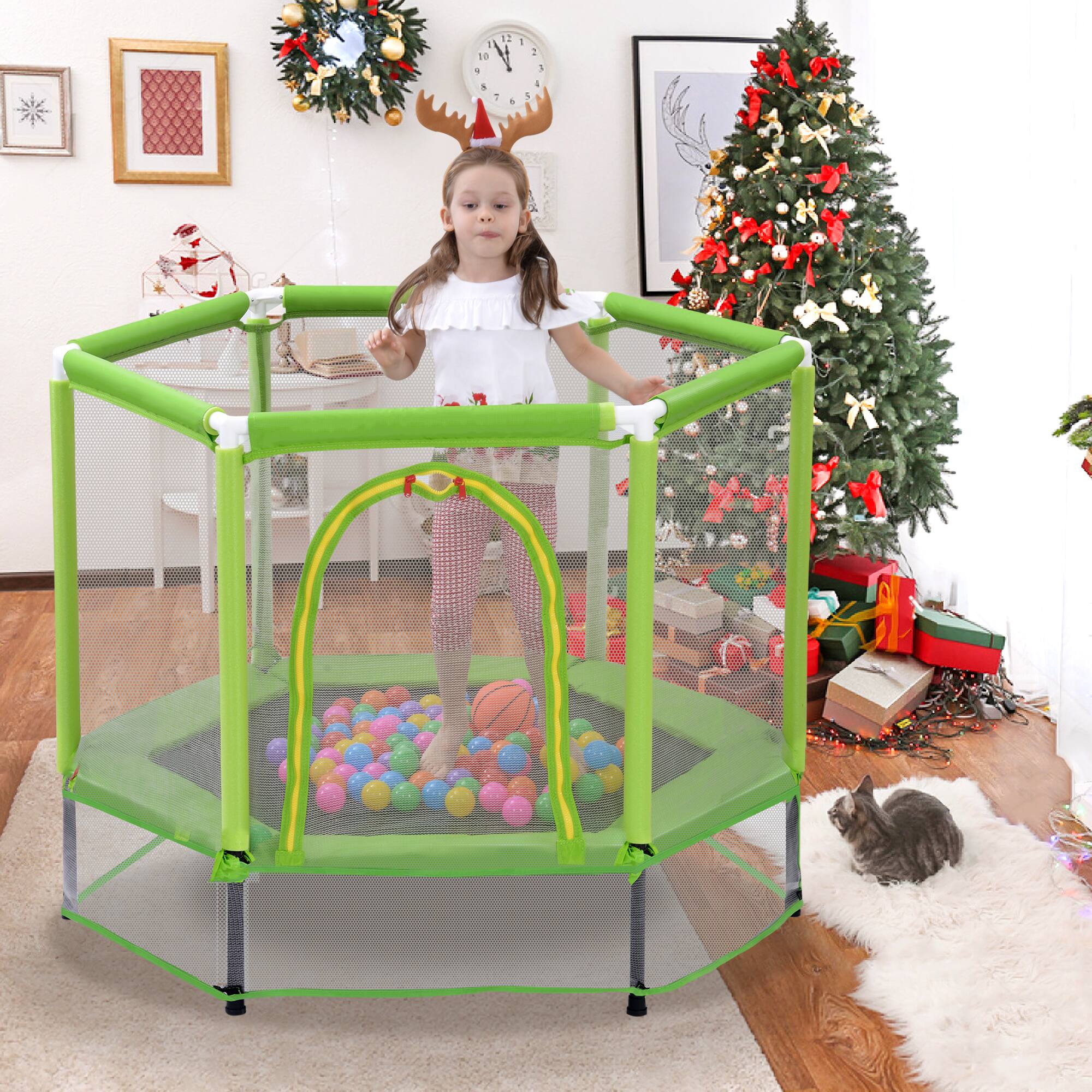 Alt View 1. LOVMOR - Lovmor 4.6 FT Trampoline with Safety Enclosure Recreational Trampoline for Kids.