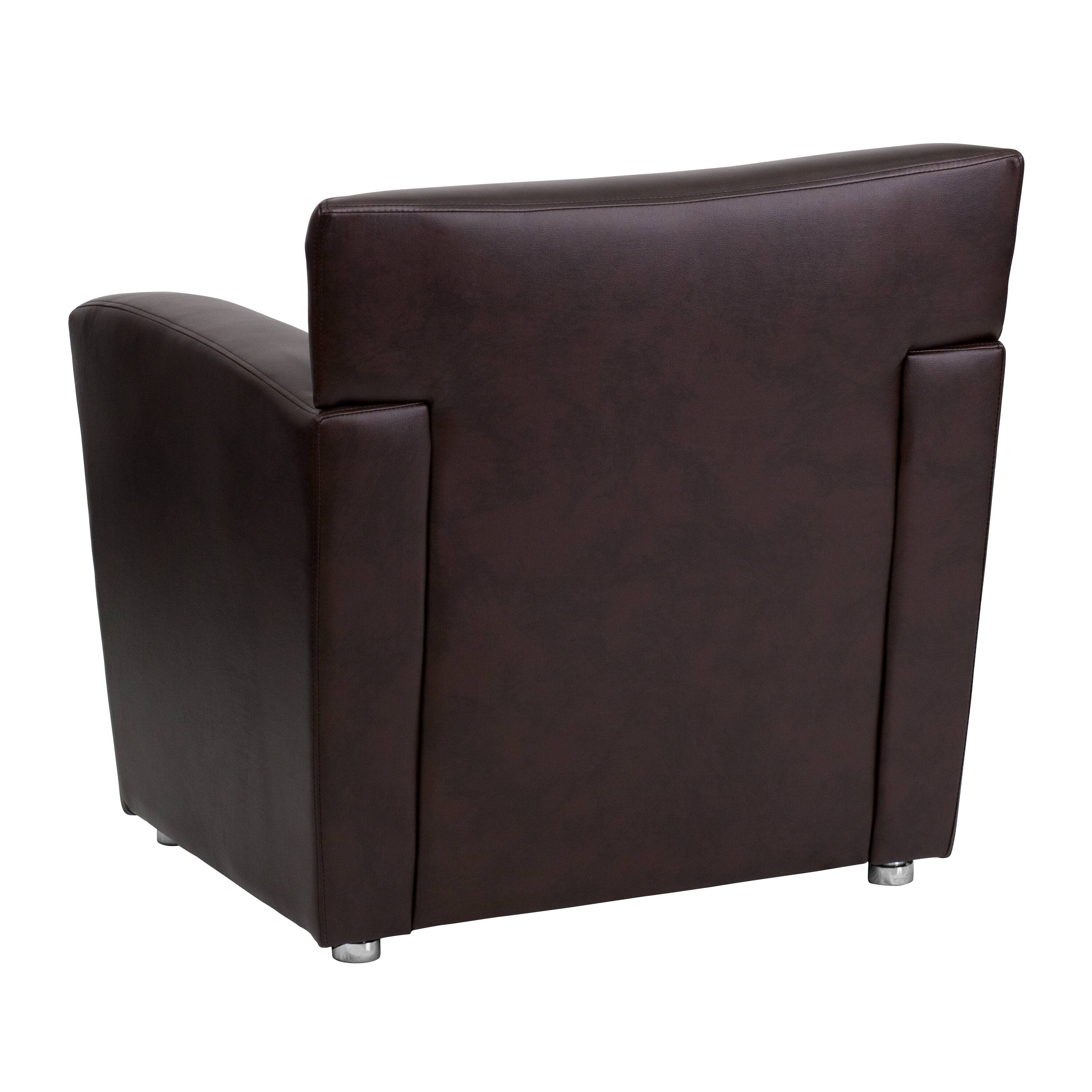 Alt View 5. Emma + Oliver - LeatherSoft Reception/Living Room Chair with Extended Panel Arms - Brown.