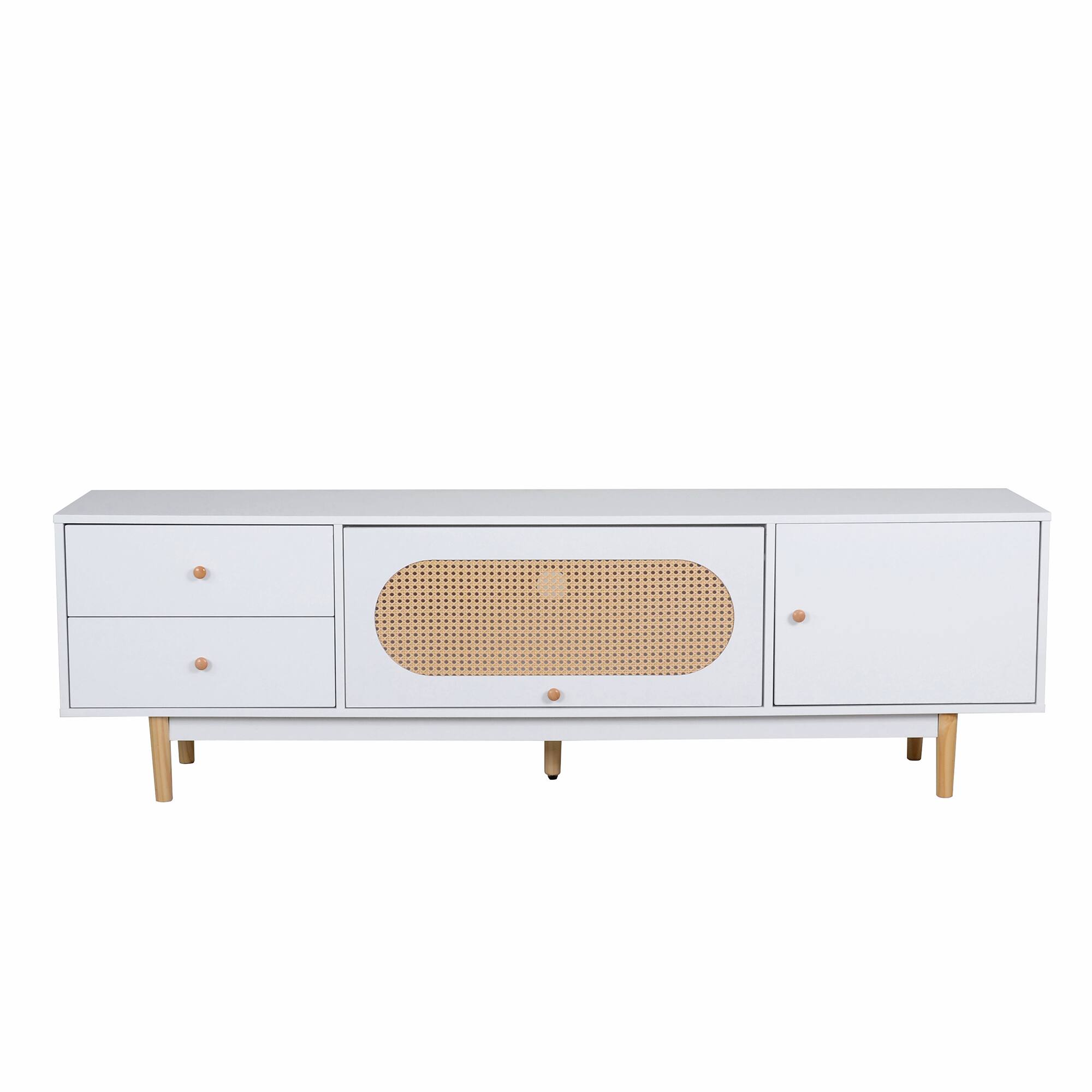 Angle. Spaco - Spaco 70" TV Stand for TVs up to 80",Minimalist TV Console Table with Drawers,Media Entertainment Center for Living Room - White.