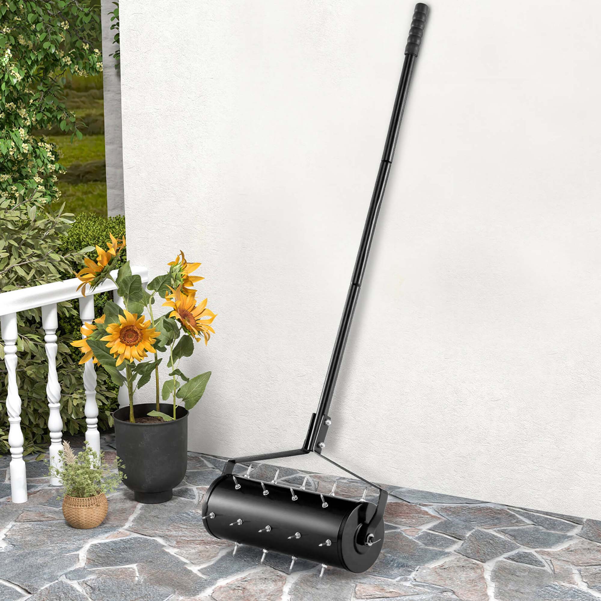 Alt View 4. Costway - Costway 18" Manual Lawn Aerator Grass Aeration Tool Filled with Sand or Stone with Handle - Black.