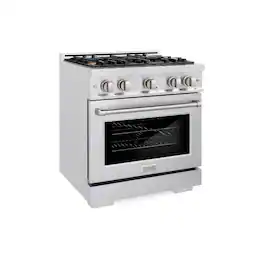 ZLINE - 30 in. Select Dual Fuel Satin Steel Range w/ 4 Brass Burners & Convection Oven (HDRS-BR-30) - Stainless Steel