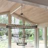 RYHNUYNE - 3-Tier 96-Light Extra Large Wagon Wheel Chandelier Adjustable Farmhouse Pendant Light for High Ceiling Dining Room Foyer - Black