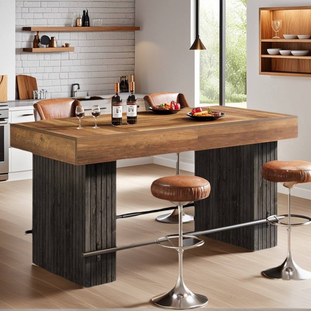 Left. Kadyn - Kadyn Solid Wood Bar Table, Home Pub Table, Industrial Style Brown Bar Set, Perfect Living Room Accessory, Brown & Black - Brown.