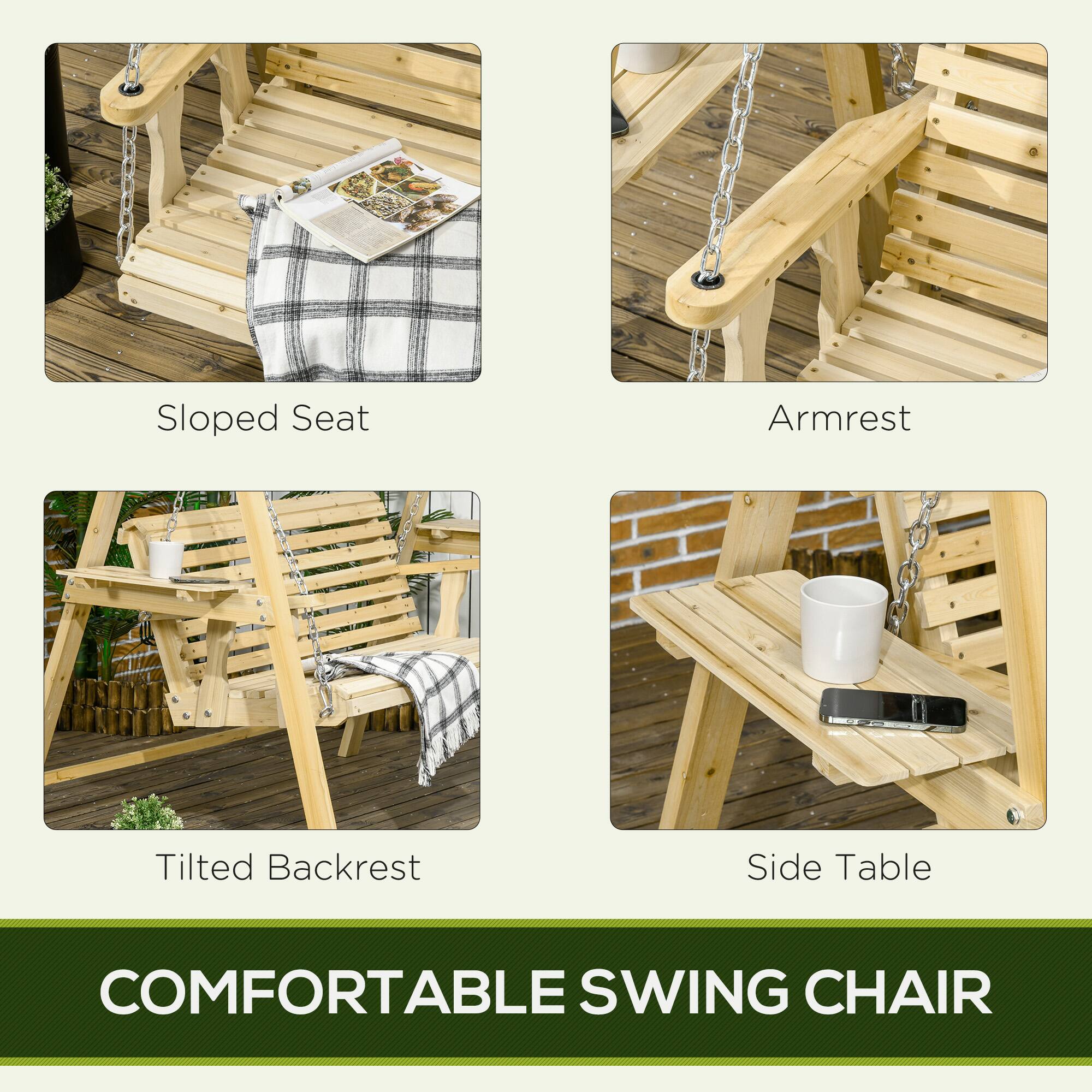Sloped Seat, Armrest, Tilted Backrest, Side Table, Comfortable Swing Chair