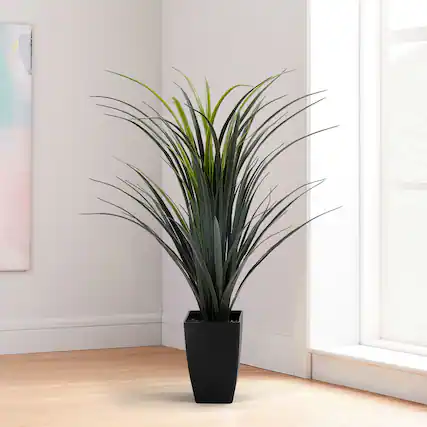 Front. Oumilen - Artificial Plant, Artificial Grass Plant, Faux House Plant in Pot, Indoor Decorative Flowers & Plants, Housewarming Gift.