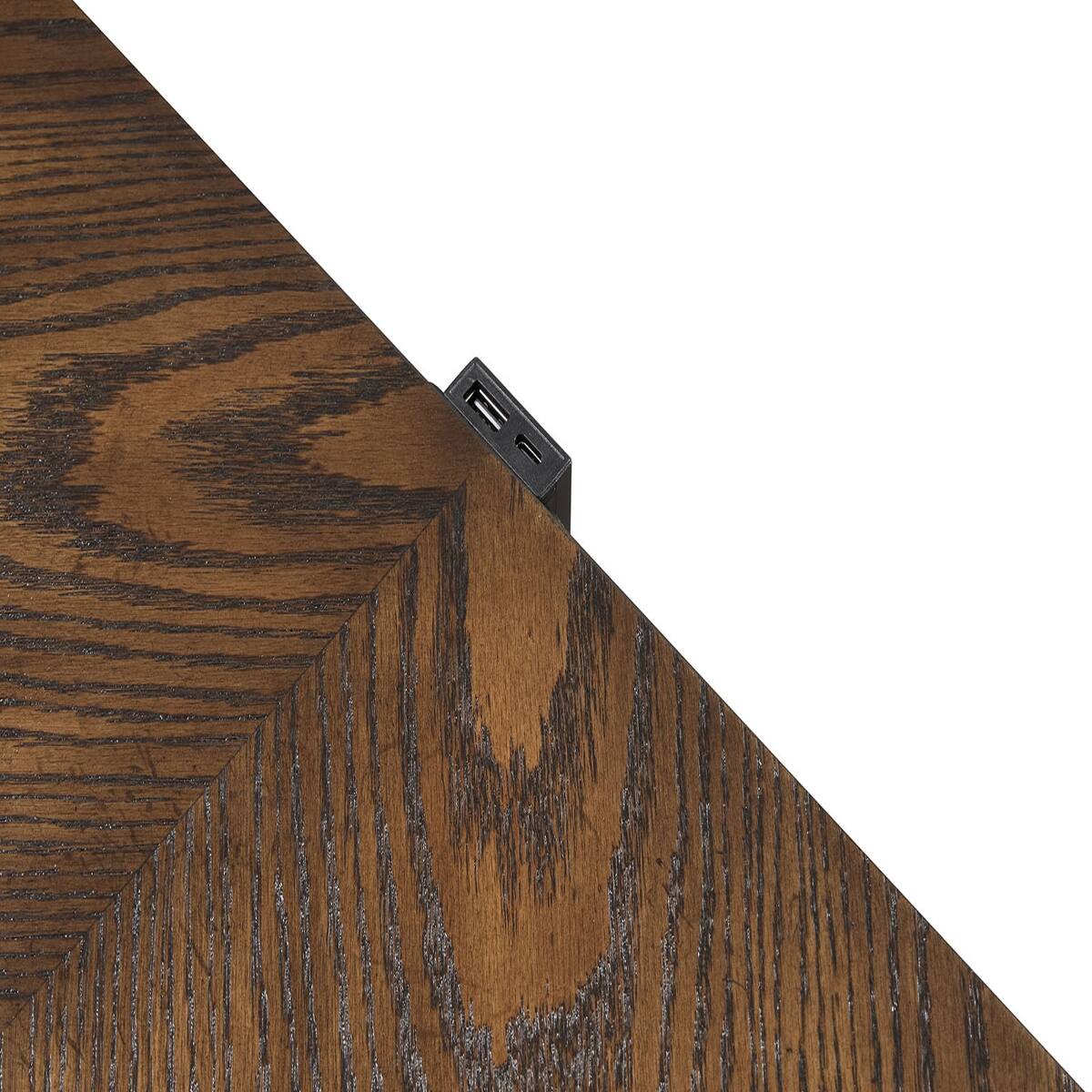 Alt View 3. Loheer - Loheer Traditional Bedroom Nightstand, Dark Brown Three-Drawer Wood Table with USB Ports - Dark Brown.
