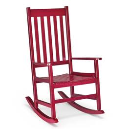 Winado - Wooden Rocker Rocking Chair, All Weather Wooden Rocking Chair with High Backrest, Patio Rocker for Garden, Yard, Balcony - Angora Red