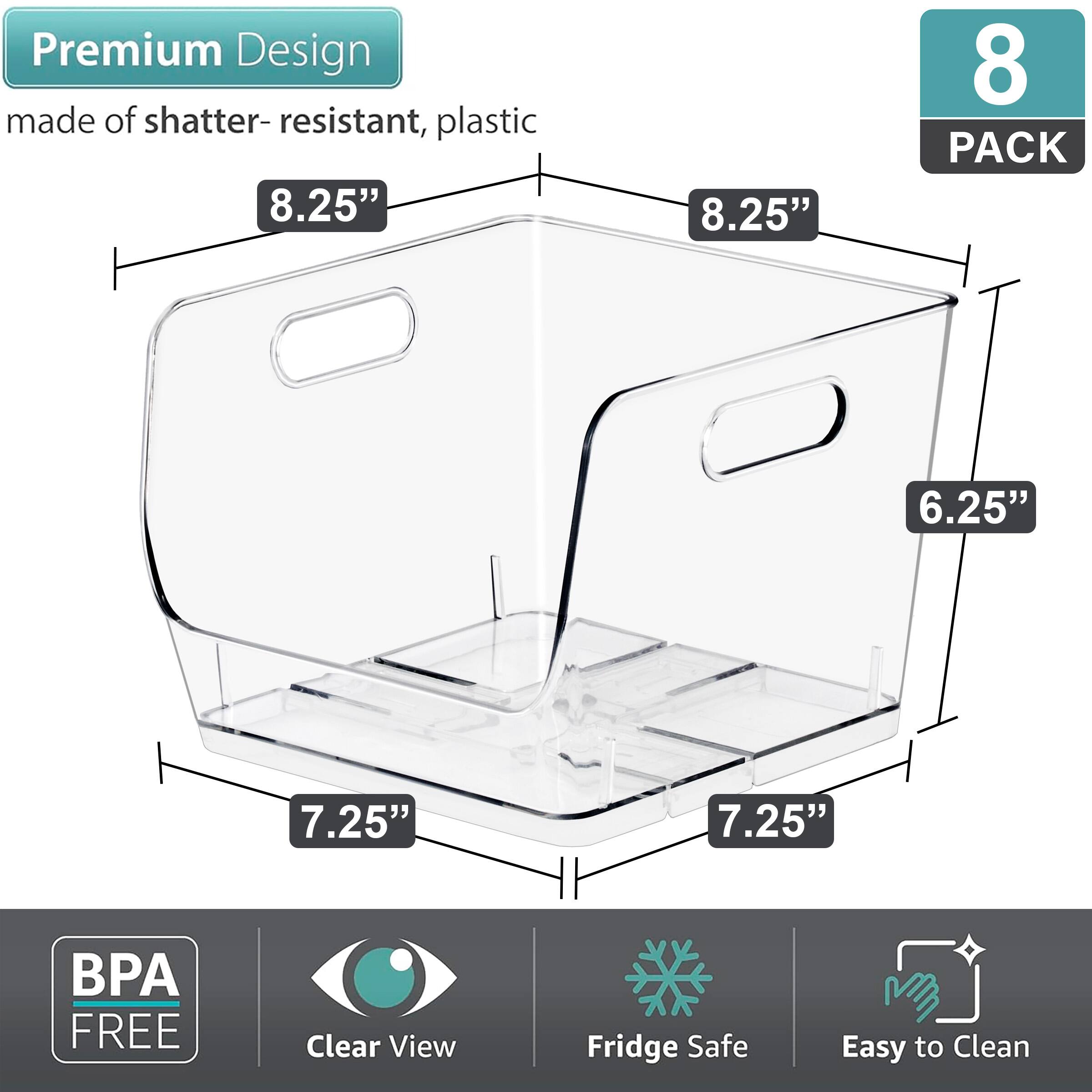 Premium Design made of shatter-resistant, plastic  
8.25" x 8.25"  
8 PACK  
6.25" x 7.25"  
BPA FREE  
Clear View  
Fridge Safe  
Easy to Clean