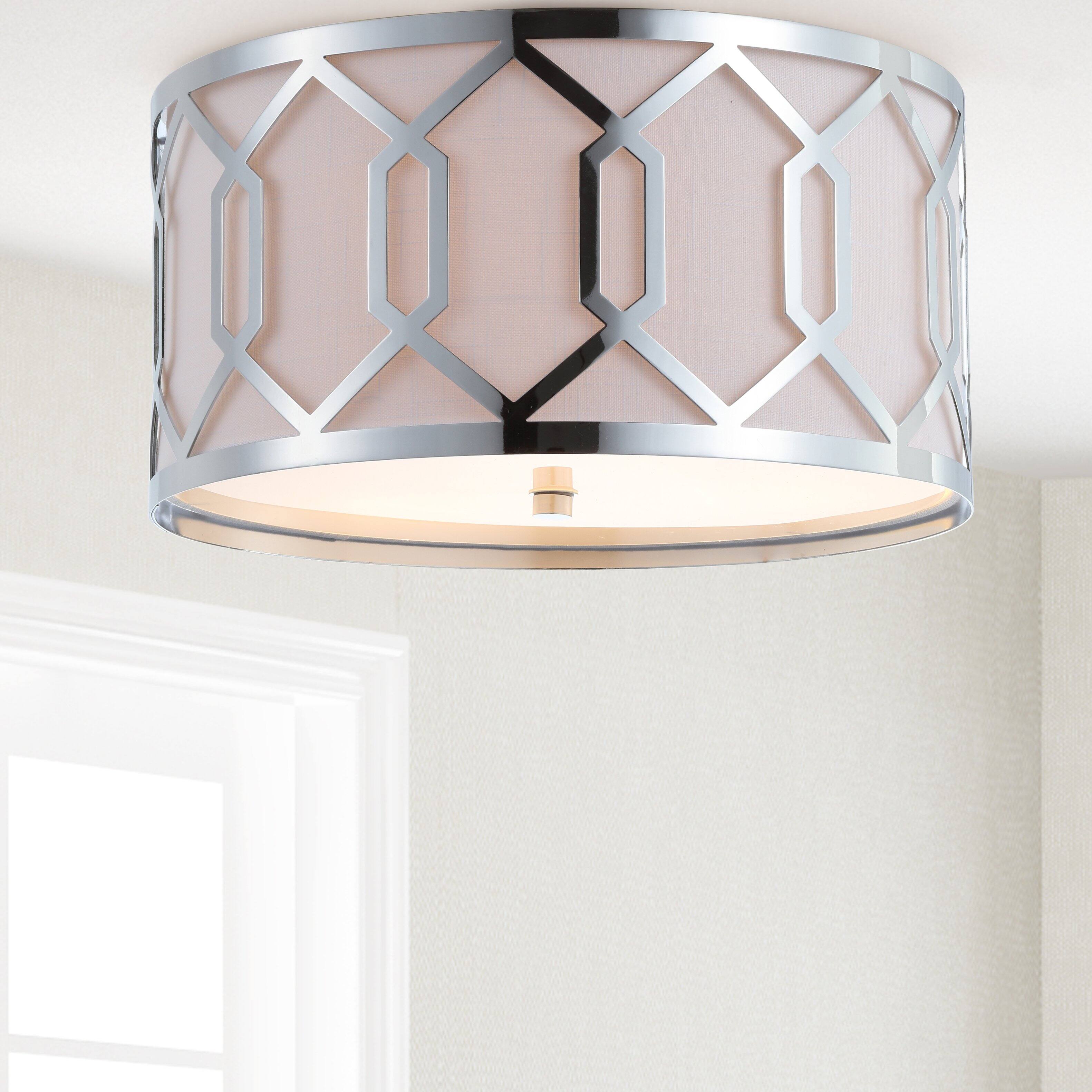 Alt View 1. Jonathan Y - Hex 3-Light 16.25" Metal LED Flush Mount, Chrome - Chrome.