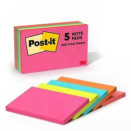 Post-it - Notes, 3" x 5", Poptimistic Collection, 100 Sheet/Pad, 5 Pads/Pack - Multicolor