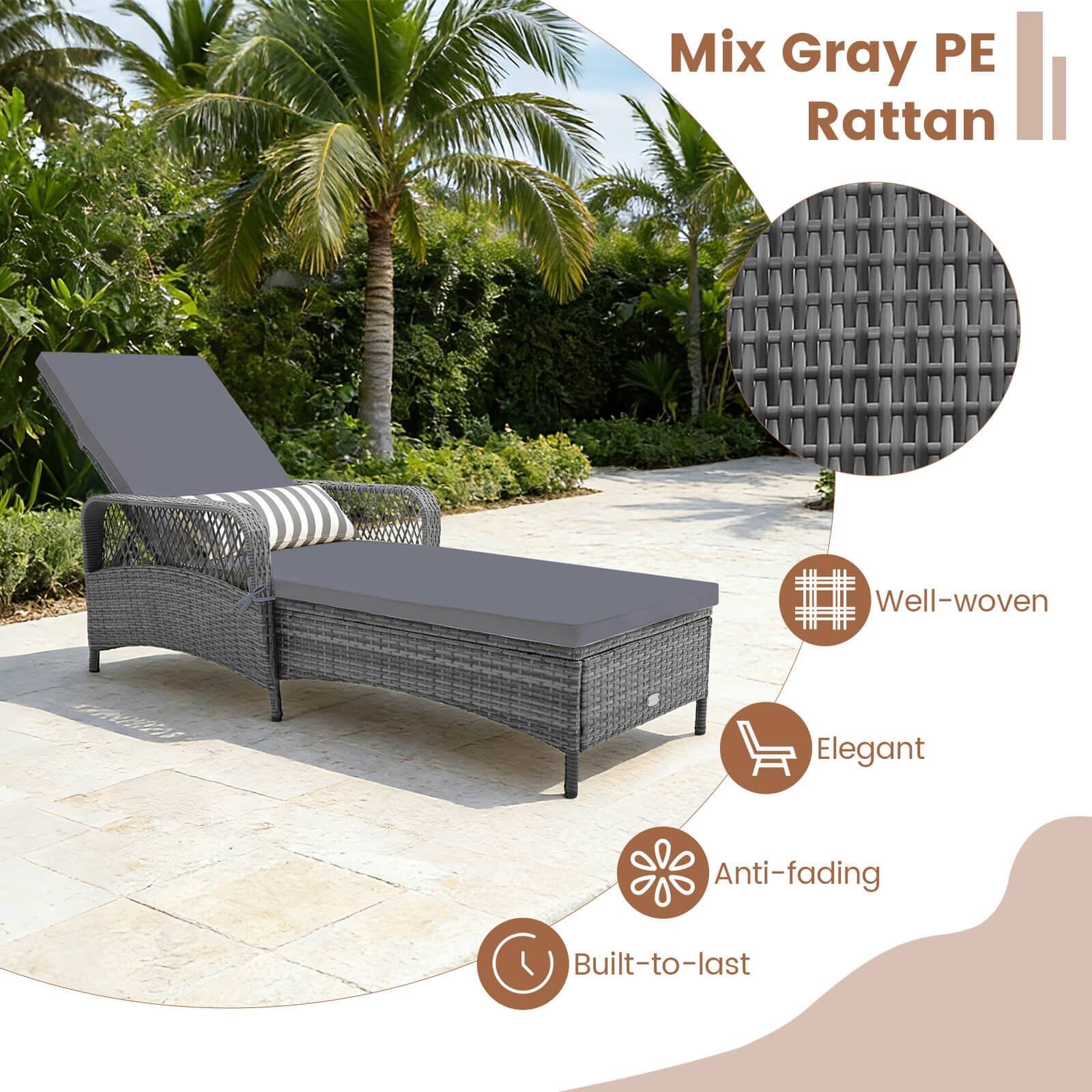 Mix Gray PE Rattan  
Well-woven  
Elegant  
Anti-fading  
Built-to-last